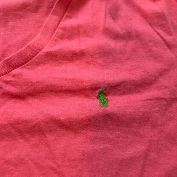 Vintage Ralph Lauren Sport salmon pink 100% Cotton T-Shirt Size Medium with gree - Picture 3 of 6